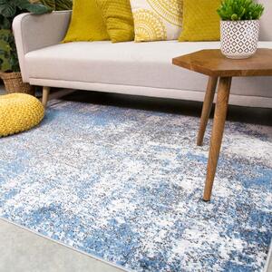 Modern Blue Abstract Distressed Living Room Rug | Enzo