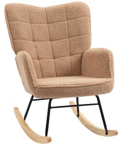 HOMCOM Soft Fleecey Rocking Wingback Chair - Light Brown