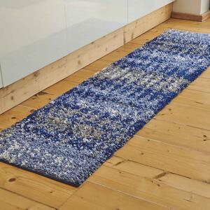 Navy Distressed Textured Shaggy Runner Rug | Florence
