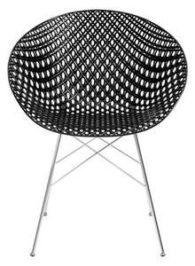Smatrik Armchair - / Plastic seat & metal legs by Kartell Black