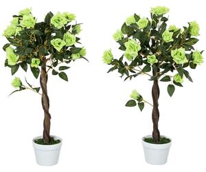 Outsunny Set of Two Faux Rose Trees - Green