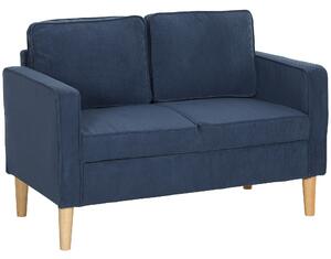 HOMCOM Small Two-Seater Corduroy Sofa - Blue