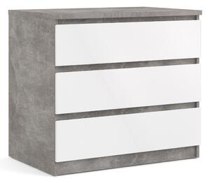 Nati Chest Of 3 Drawers In Concrete White High Gloss
