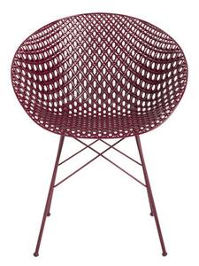 Smatrik Armchair - / Plastic seat & metal legs by Kartell Pink/Red/Purple