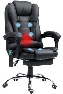 Vinsetto Heated 6 Points Vibration Massage Executive Office Chair Adjustable Swivel Ergonomic High Back Desk Chair Recliner with Footrest Black