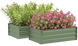 Outsunny Set of Two 60 x 100cm Galvanised Steel Planters, Green