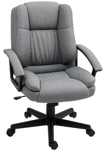 HOMCOM Linen-Look Padded Office Chair - Grey