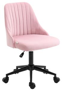 Vinsetto Velvet-Feel Armless Office Chair - Pink