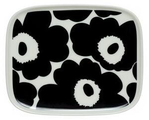 Unikko Dessert plate - / 12 x 15 cm by Marimekko White/Black