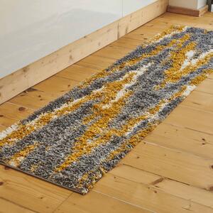 Grey Ochre Nordic Distressed Shaggy Runner Rug | Florence