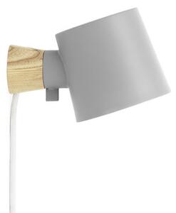 Rise Wall light with plug - Rotating / Wood & metal by Normann Copenhagen Grey/Natural wood