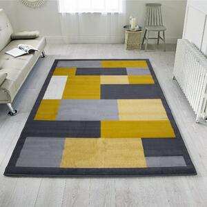 Yellow Grey Modern Geometric Bedroom Rugs | Milan