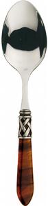 ALADDIN OLD SILVER-PLATED RING VEGETABLE & MEAT SERVING SPOON - Tortoiseshell