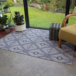 Blue Diamond Woven Sustainable Recycled Cotton Rug | Kendall