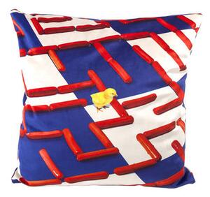 Toiletpaper Cushion - / Labyrinthe - 50 x 50 cm by Seletti White/Blue/Red/Multicoloured