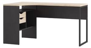 Fosy Corner Desk 2 Drawers in Black Matt Oak
