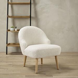 Ted Wooden Legs Fabric White Accent Chair