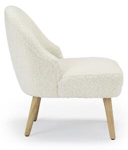 Ted Wooden Legs Fabric White Accent Chair