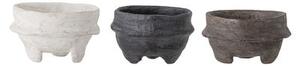 Bowl - / Set of 3 - Recycled papier-mâché / Hand-made by Bloomingville White/Black