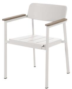 Shine Stackable armchair - Metal & wood armrests by Emu White