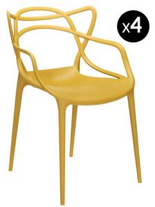 Masters Stackable armchair - Set of 4 by Kartell Yellow