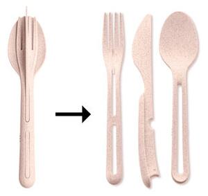 Klikk Set - / 3 clip-together cutlery items - Organic plastic by Koziol Pink