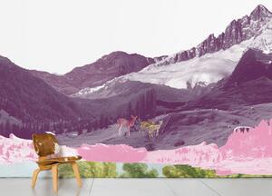 Mont Rose Panoramic Wallpaper - 8 panels by Domestic Pink
