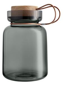 Silhouette Airtight jar - / 1.5L - Leather, wood & glass by Eva Solo Grey/Natural wood