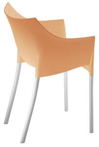 Dr. No Stackable armchair - Plastic & metal legs by Kartell Orange