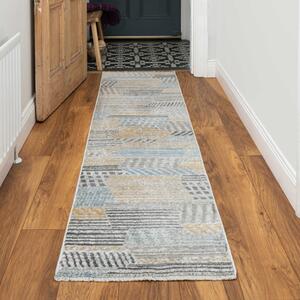 Soft Yellow Tribal Abstract Distressed Hall Runner Rug | Mystic