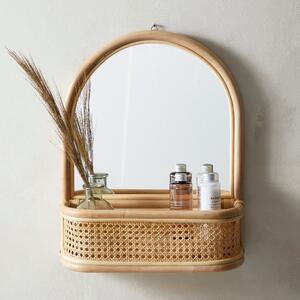 Bent Cane Anti Bacterial Mirror with Shelf Brown