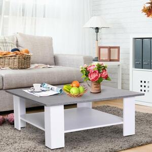 2 Tier Cement Grey Top Square Coffee Table