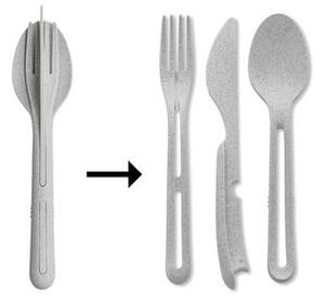 Klikk Set - / 3 clip-together cutlery items - Organic plastic by Koziol Grey