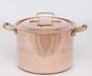 COPPER DEEP SAUCEPOT TWO HANDLES WITH LID - 22CM