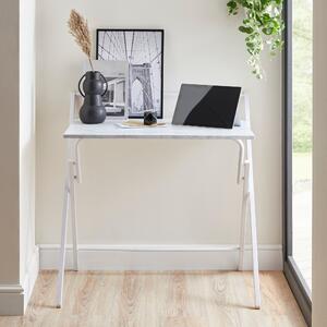 Evelyn Marble Effect Folding Desk White/Grey