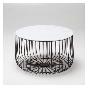 Eventa Large Cage Table Imitation Marble Top Black Frame