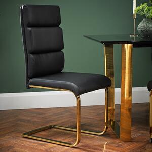 Antibes Gold Legs Black Dining Chair Set of 2