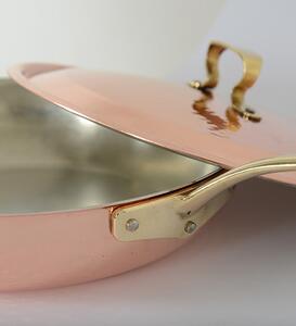 COPPER FLARED FRYPAN WITH LID - 26CM
