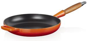 Le Creuset 26cm Cast Iron Frying Pan With Wooden Handle Volcanic