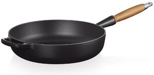 Le Creuset 28cm Cast Iron Saute Pan With Wooden Handle Satin Black