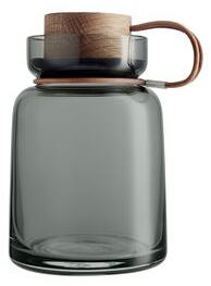 Silhouette Airtight jar - / 0.7L - Leather, wood & glass by Eva Solo Grey/Natural wood