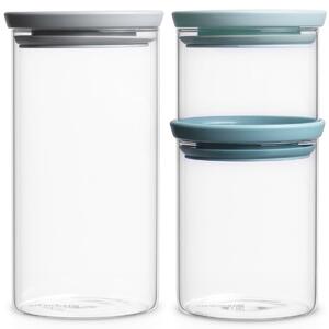 Brabantia Set Of 3 Stackable Glass Jars