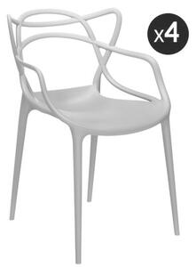 Masters Stackable armchair - Set of 4 by Kartell Grey