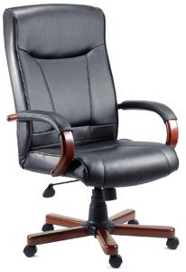 Kingslow Dark Wood Office Chair Executive Bonded Leather Faced