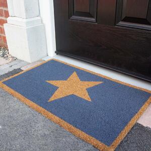 Blue Big Star Coir Outdoor Entrance Doormat | Coir