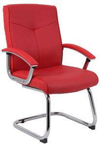 Grexikon Red Leather Faced Visitor Office Chair Arms