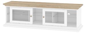 TV Unit - Wide - 2 Doors 1 Shelf In White Oak