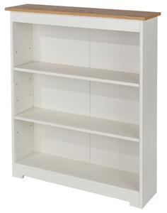 Kolo Low Wide Bookcase Adjustable Shelves Off Cream Oak