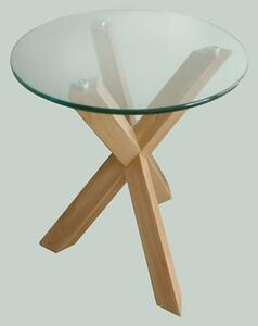 Troil Oak Legs Clear Glass Lamp Table
