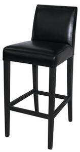 Tania Bar Stool - Pair Of Wood Frame Black Faux Leather